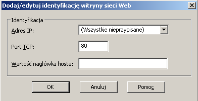 6. Jeżeli nie ma tam pustego wpisu dla nagłówka hosta z domyślnym adresem IP, należy go dodad.