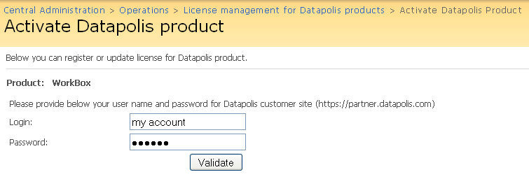 c. Na stronie Operacje wybierz Zarządzanie licencjami Datapolis ( License management for Datapolis products ). 3.