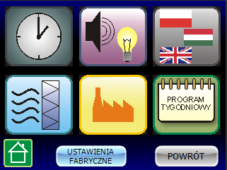 4.3.9 Ustawienia ogólne W celu zapewnienia komfortu i ergonomii obsługi panelu TC-GFX32 użytkownik ma do dyspozycji takie funkcje jak: - ustawienia zegara - intensywność