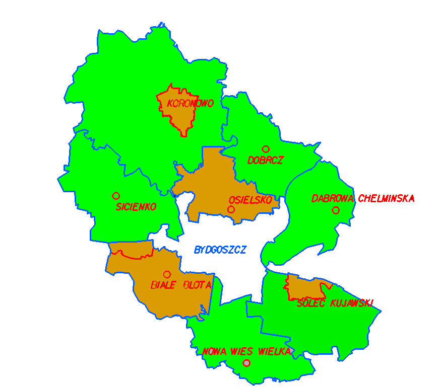 Numeryczna mapa zasadnicza Są wykonane 1.gmina Osielsko 2. gmina Białe Błota 3.miasto Solec Kujawski 4.miasto Koronowo Mapy do wykonania 1.