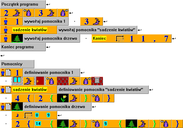 Kiedy działanie pomocnika zakończy się, program kontynuuje dalej swoje działanie wykonując polecenia umieszczone za wywołaniem pomocnika: Scena w programie - tworzenie, przeglądanie i przenoszenie