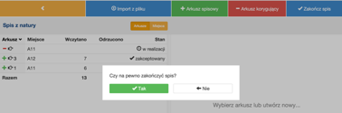 W kolejnych krokach wprowadzamy pozycje, które chcemy odjąć z arkusza lub arkuszy spisu z natury przypisanych do ww. pola spisowego.