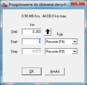 - w polach okna tworzenia nowego pliku (rys.d2.11) wpisać dane opisowe dotyczące badanego odcinka - zapisać nowy plik (klawisz Zapisz) Rysunek D2.12.