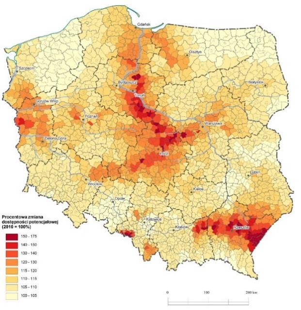 Wskaźnik oceny celu strategicznego 2 Wskaźnik: Liczba mieszkańców w strefach (30, 60, 90 min) dostępności