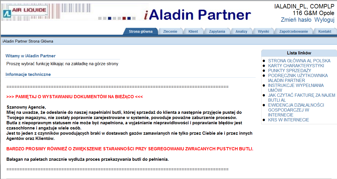 Poruszanie się w ialadin Partner Podczas poruszania się w systemie ialadin Partner należy wykorzystywać jedynie przeznaczone do tego przyciski umieszczone w programie lub klawisz Tab - tabulator.