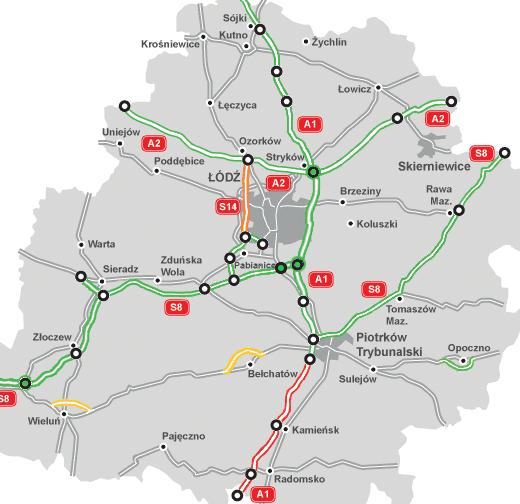 Rysunek 3 Przebieg dróg ekspresowych i autostrad w