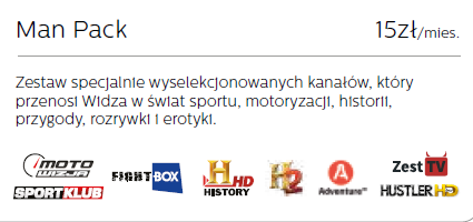 Man Pack opcja dla każdego mężczyzny 8 specjalnie wybranych kanałów dla każdego, w tym 2 erotyczne