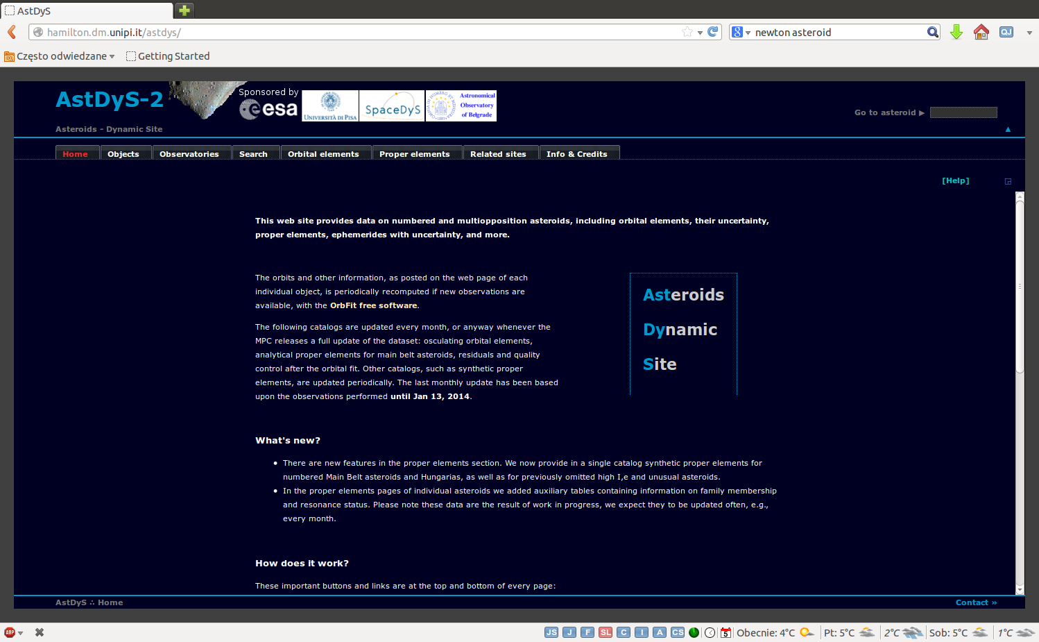 Internetowe bazy danych asteroid