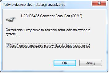 Przed usunięciem sterowników należy odłączyć wszystkie konwertery podłączone do portów USB komputera. Do usuwania sterowników konwertera SRS-U4A-00X z systemu operacyjnego służy program Ftdiunin.