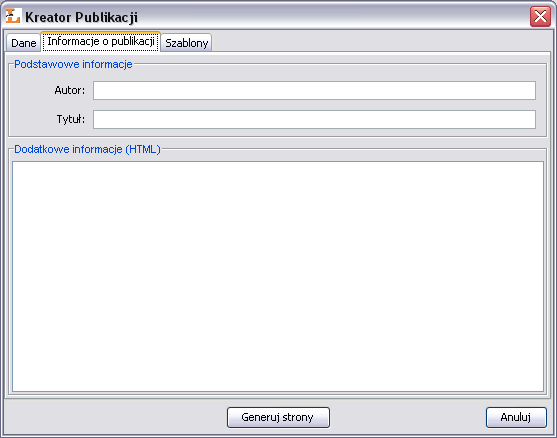 Aplikacja Redaktora 3.2.2.2. Zakładka "Informacje o publikacji" Rysunek 3.12.