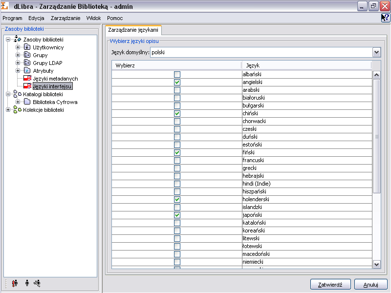 Zarządzanie biblioteką Rysunek 4.22. Zarządzanie językami 4.3. Zaawansowane zarządzanie prawami 4.3.1.
