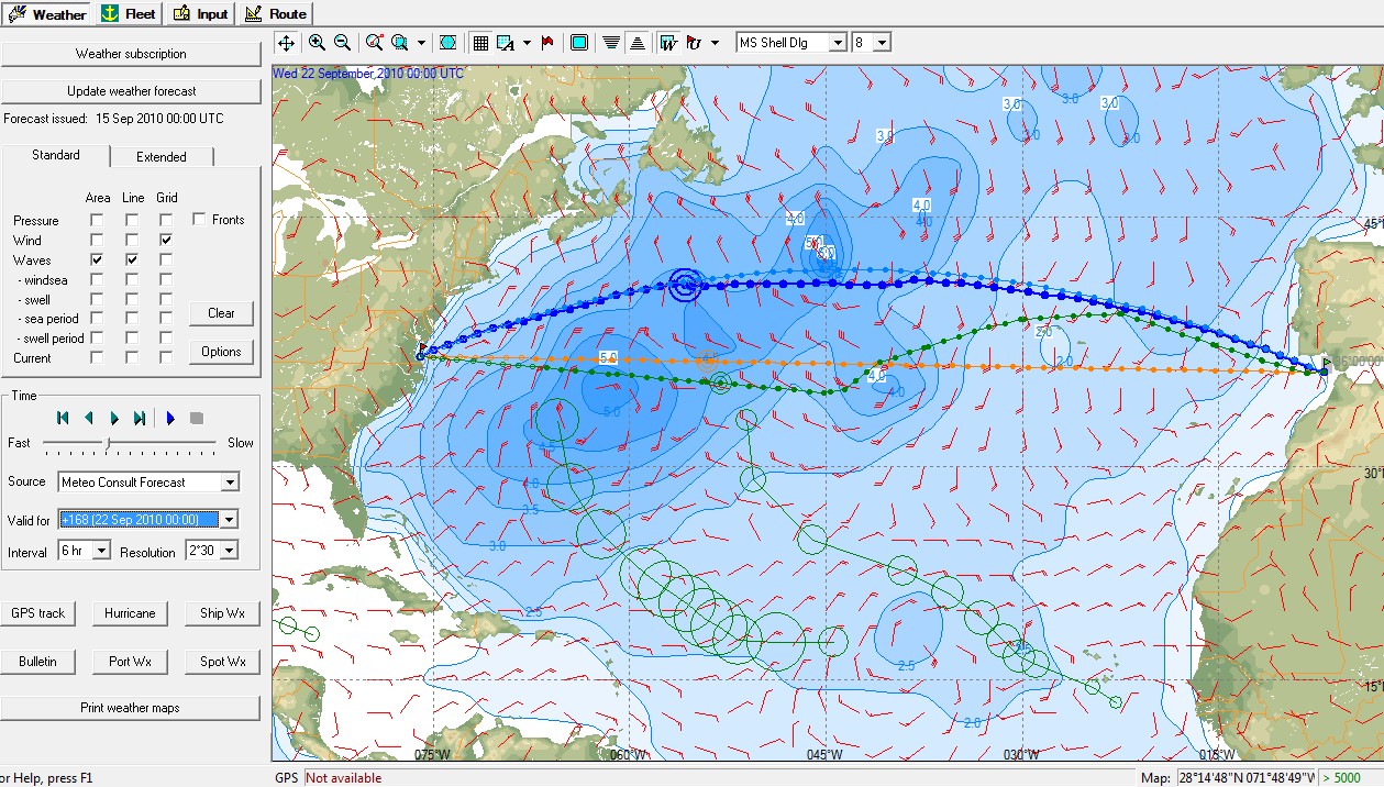 Bernard Wiśniewski, Paweł Kaczmarek Fig. 3. Weather conditions on 19/09/2010 / 1800 UTC (test on 15/09/2010 / 00 UTC + 114 hrs) Rys. 3. Warunki pogodowe w dniu 19.09.2010 r. / 1800 UTC (testowanie 15.