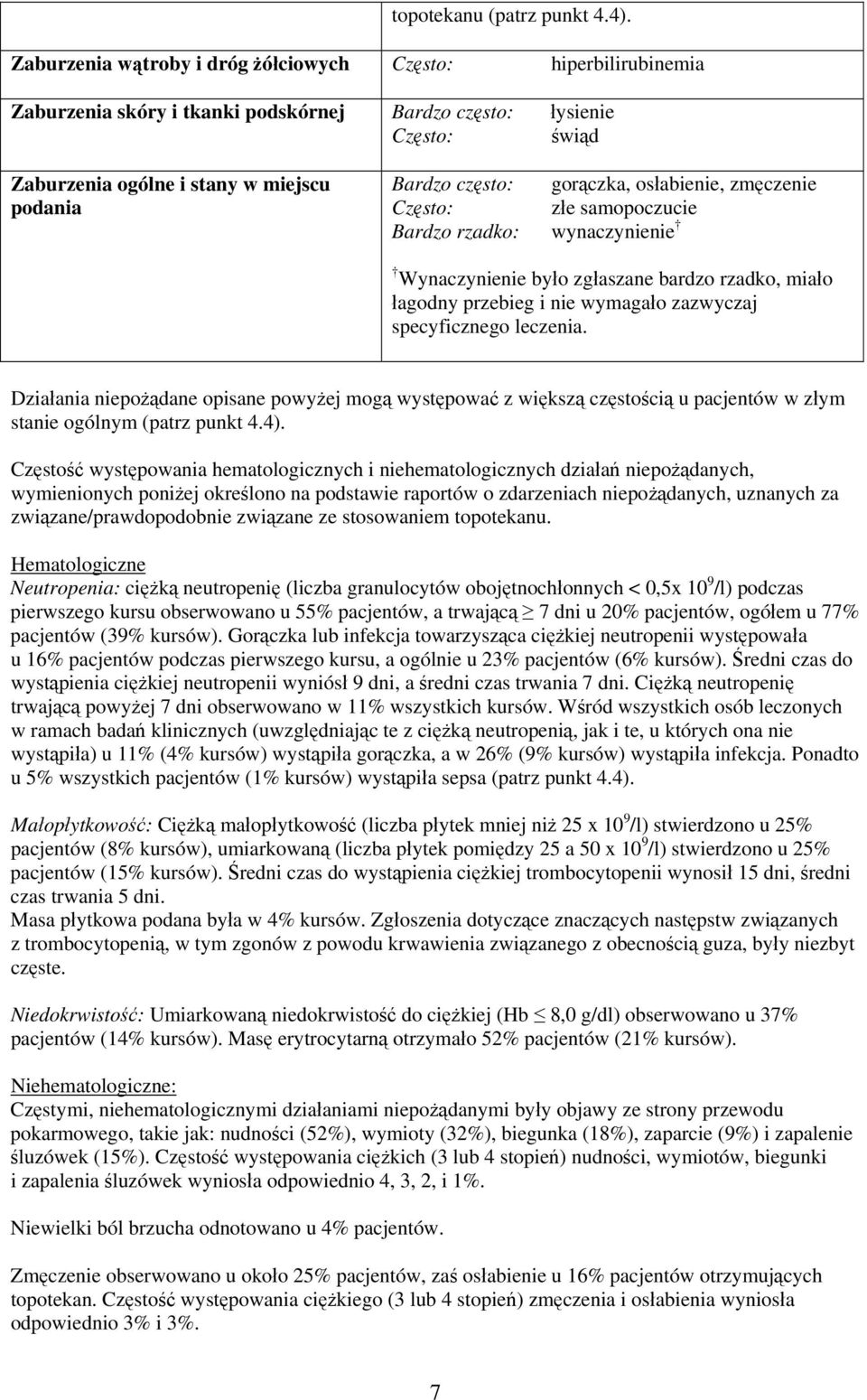 gorączka, osłabienie, zmęczenie Często: złe samopoczucie Bardzo rzadko: wynaczynienie Wynaczynienie było zgłaszane bardzo rzadko, miało łagodny przebieg i nie wymagało zazwyczaj specyficznego