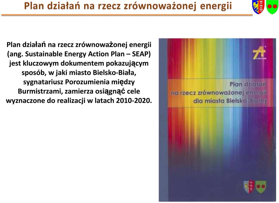 pokazującym sposób, w jaki miasto Bielsko-Biała, sygnatariusz