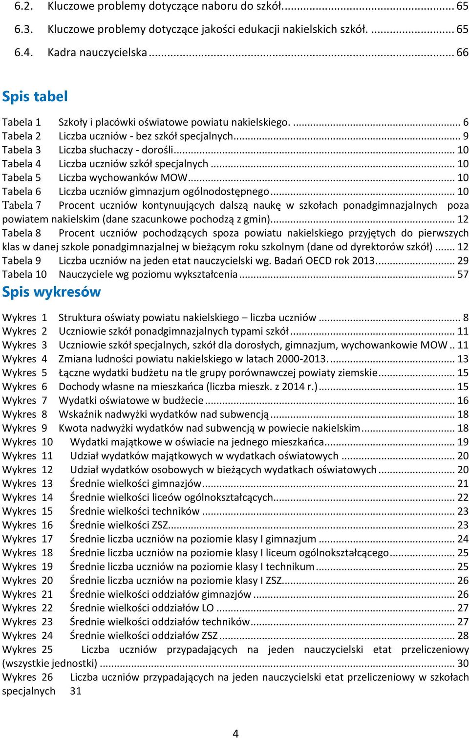 .. 10 Tabela 4 Liczba uczniów szkół specjalnych... 10 Tabela 5 Liczba wychowanków MOW... 10 Tabela 6 Liczba uczniów gimnazjum ogólnodostępnego.