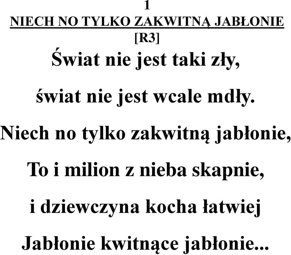 Niech no tylko zakwitną jabłonie, To i milion z