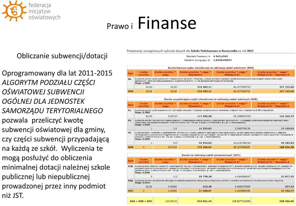 oświatowej dla gminy, czy części subwencji przypadającą na każdą ze szkół.