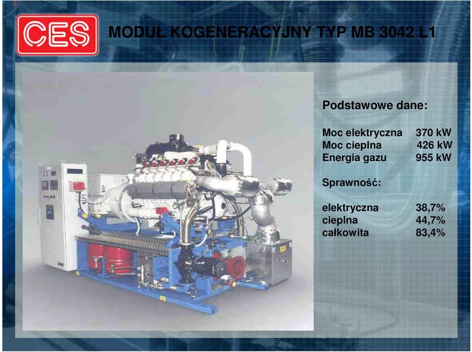 cieplna Energia gazu 370 kw 426 kw 955 kw