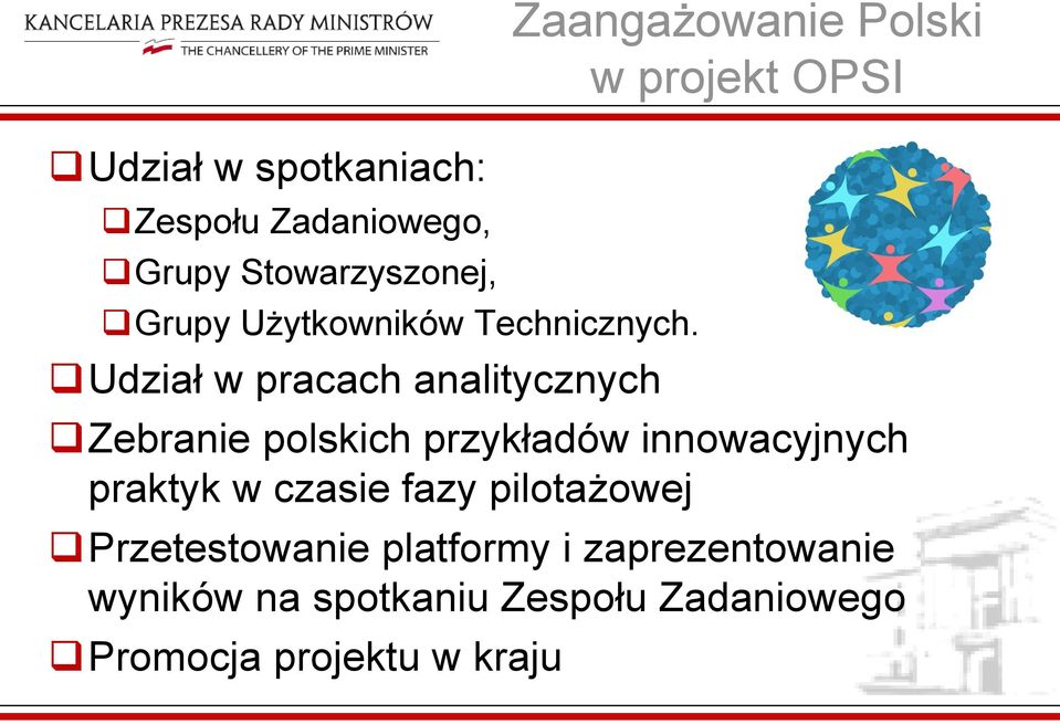 Udział w pracach analitycznych Zebranie polskich przykładów innowacyjnych praktyk w