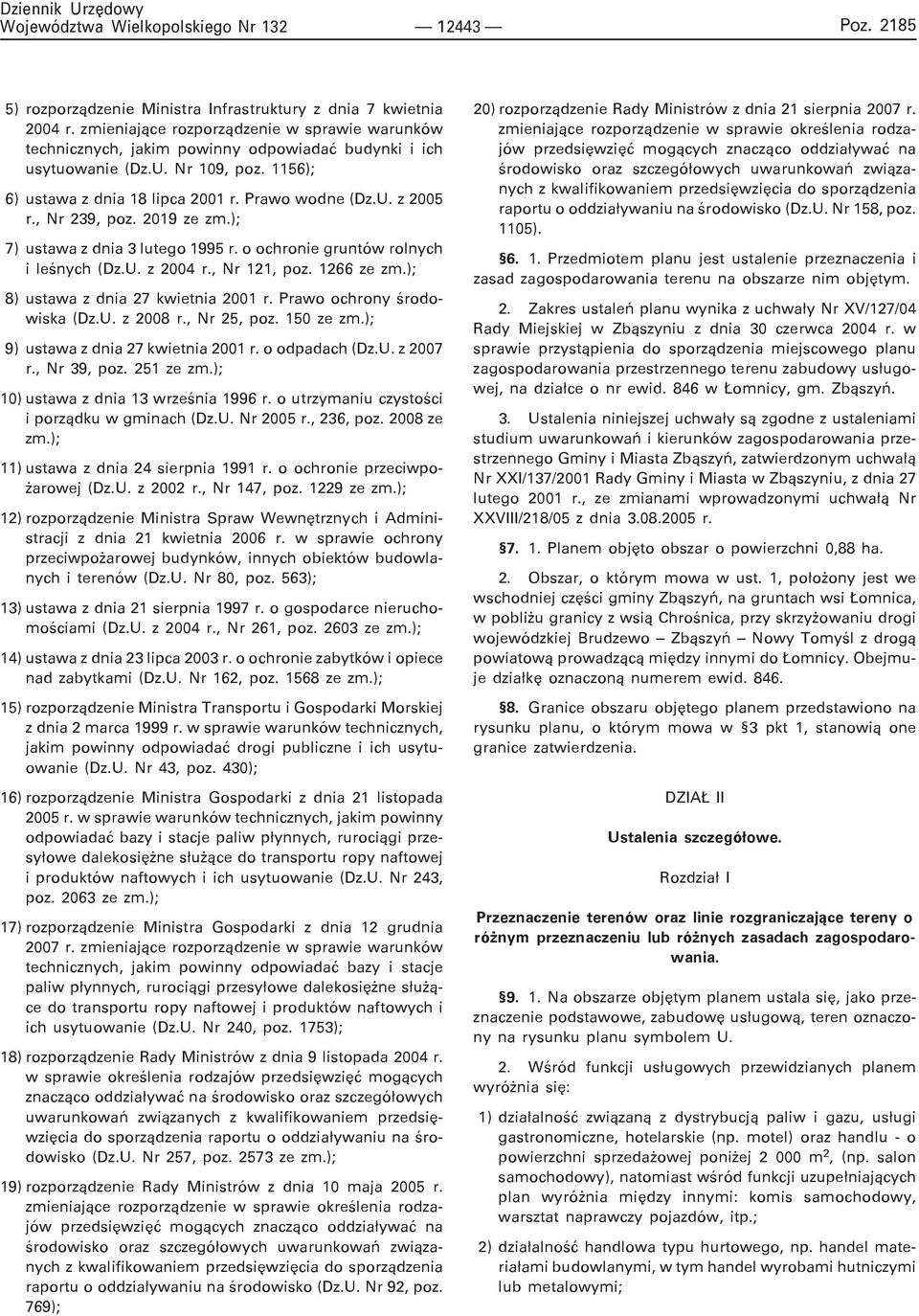 , Nr 121, poz. 1266 ze zm.); 8) ustawa z dnia 27 kwietnia 2001 r. Prawo ochrony œrodowiska (Dz.U. z 2008 r., Nr 25, poz. 150 ze zm.); 9) ustawa z dnia 27 kwietnia 2001 r. o odpadach (Dz.U. z 2007 r.