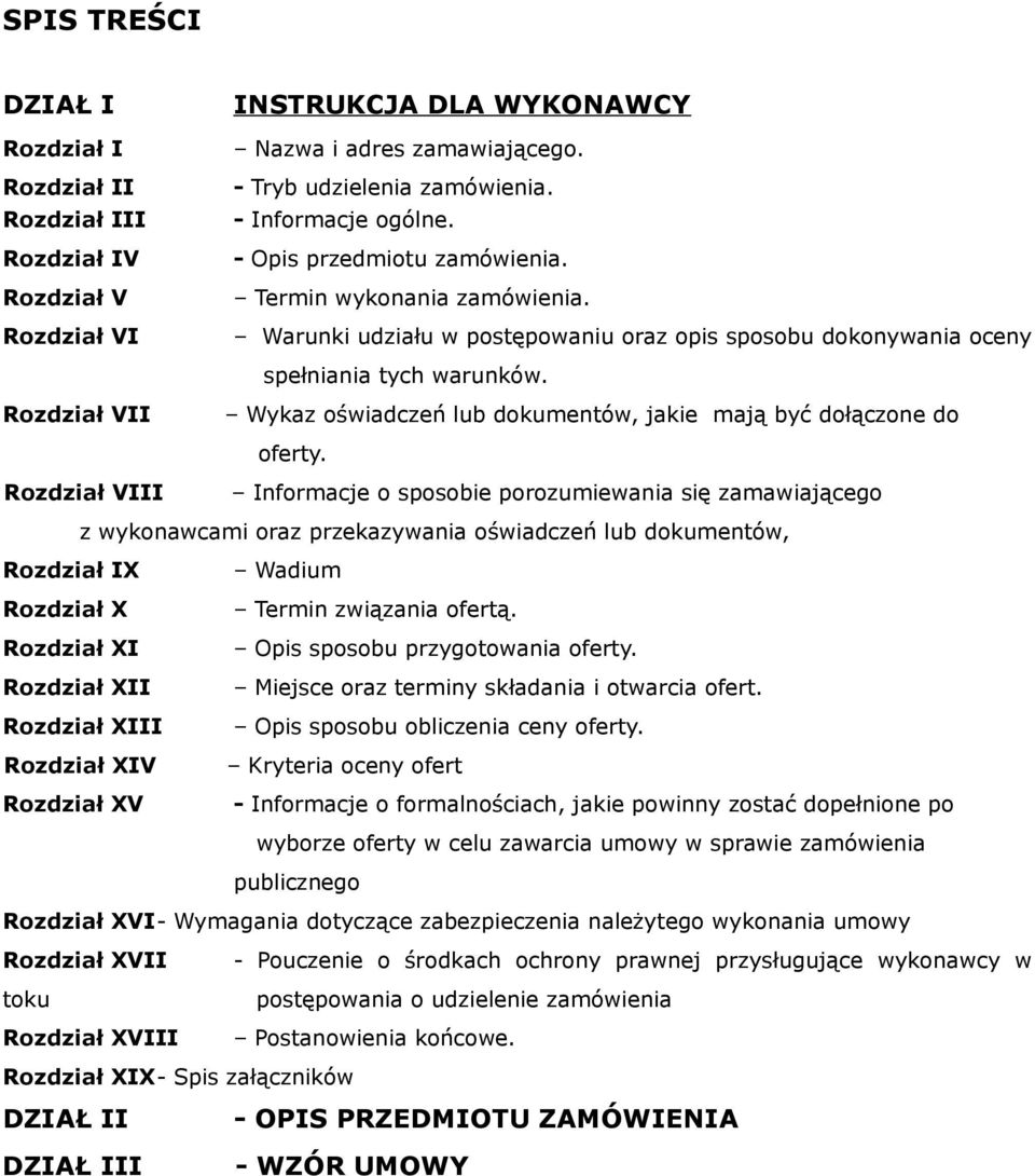 Rozdział VII Wykaz oświadczeń lub dokumentów, jakie mają być dołączone do oferty.