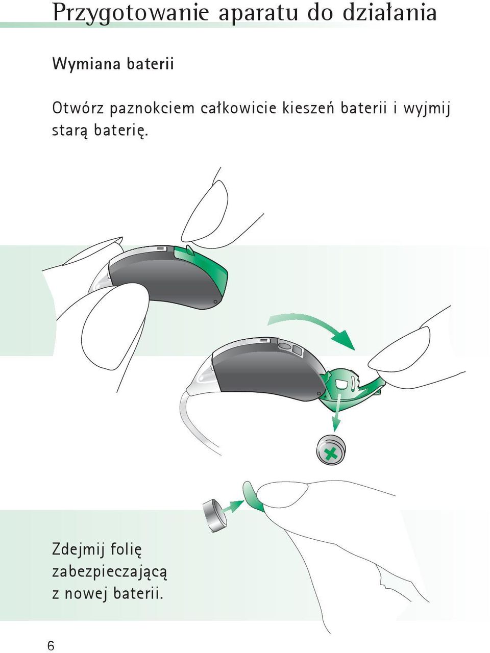 całkowicie kieszeń baterii i wyjmij starą