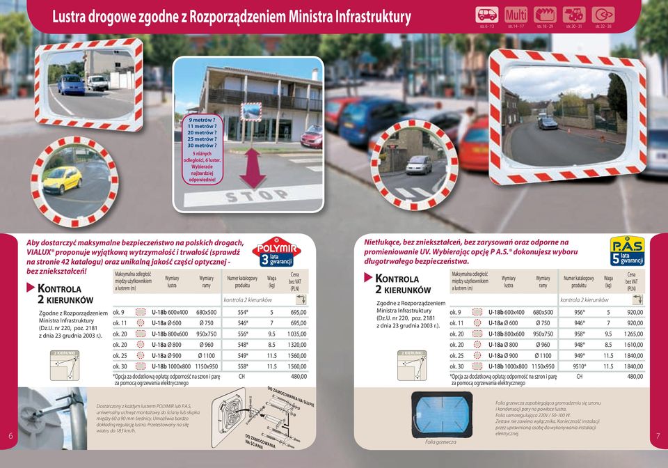 zniekształceń! ko n t r o L a 2 k i e r u n k ó w Zgodne z Rozporządzeniem Ministra Infrastruktury (Dz.U. nr 220, poz. 2181 z dnia 23 grudnia 2003 r.). ok. 9 U-18b 600x400 680x500 554* 5 695,00 ok.