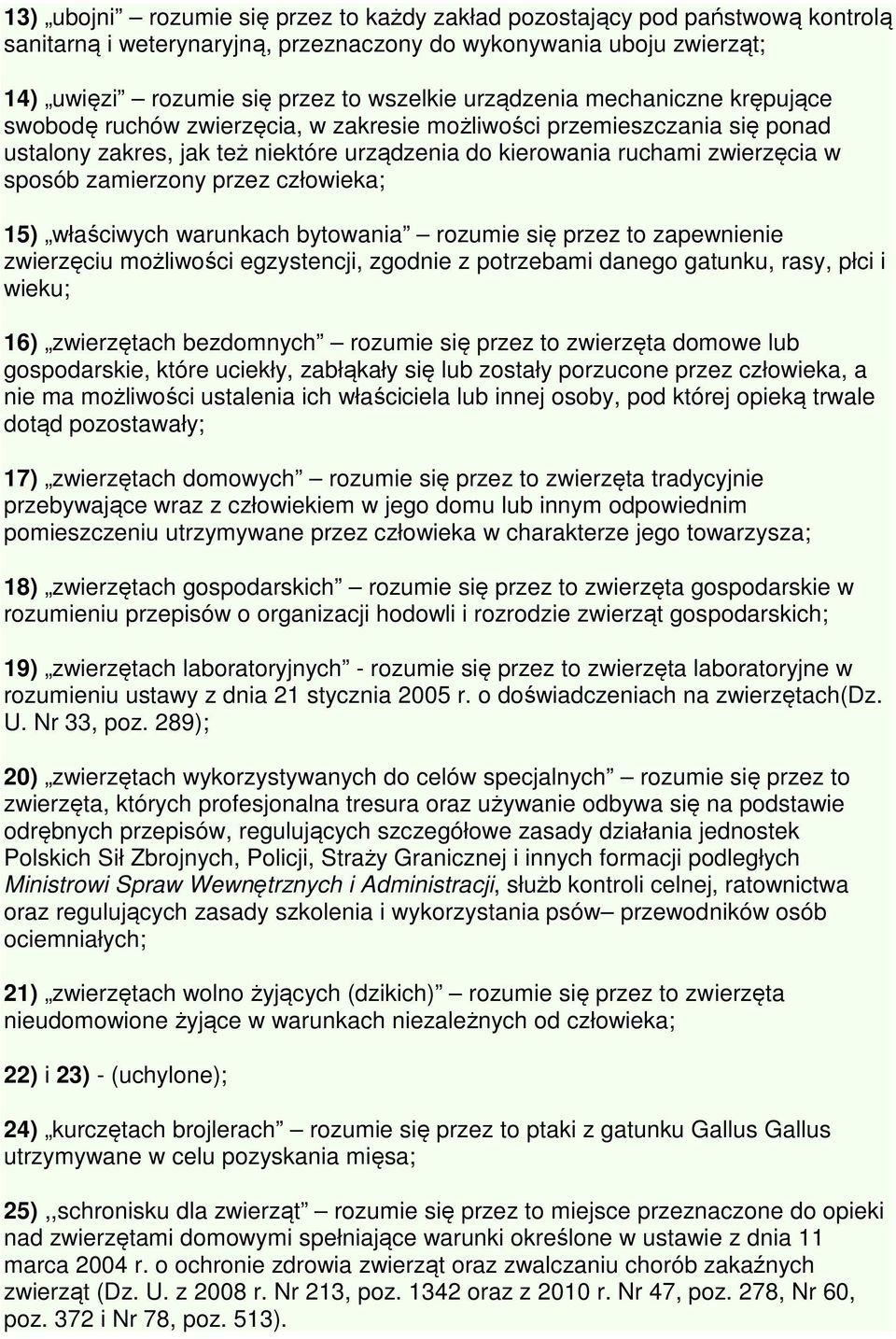 zamierzony przez człowieka; 15) właściwych warunkach bytowania rozumie się przez to zapewnienie zwierzęciu możliwości egzystencji, zgodnie z potrzebami danego gatunku, rasy, płci i wieku; 16)