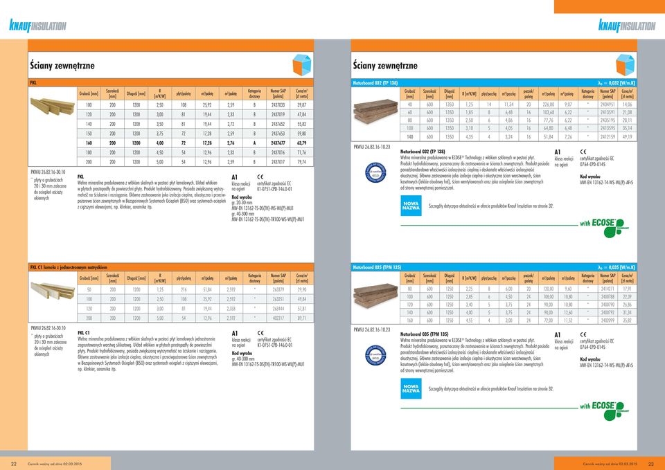 1200 4,50 54 12,96 2,33 B 2437016 71,76 200 200 1200 5,00 54 12,96 2,59 B 2437017 79,74 FKL Wełna mineralna produkowana z włókien skalnych w postaci płyt lamelowych.