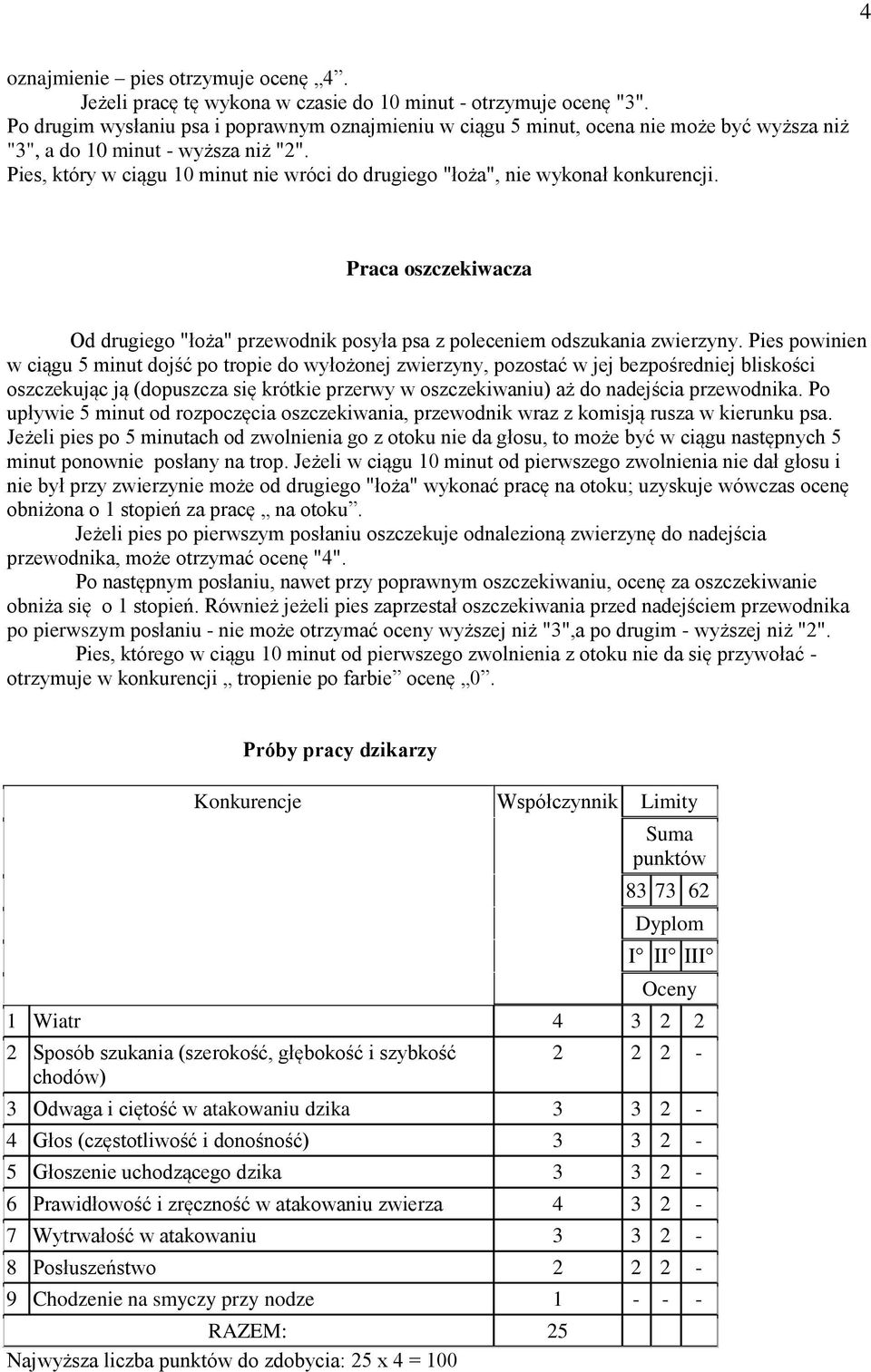 Pies, który w ciągu 10 minut nie wróci do drugiego "łoża", nie wykonał konkurencji. Praca oszczekiwacza Od drugiego "łoża" przewodnik posyła psa z poleceniem odszukania zwierzyny.