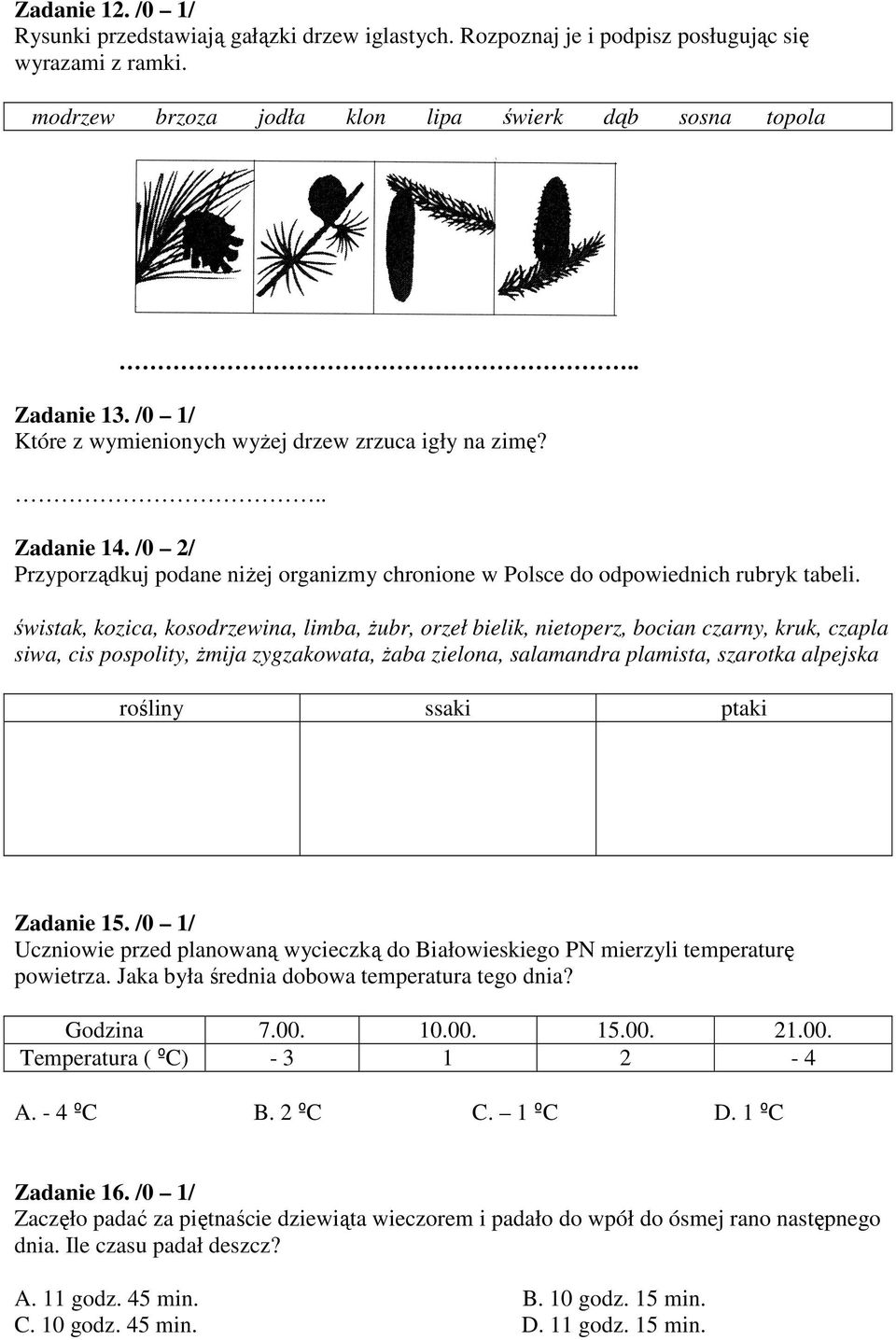 świstak, kozica, kosodrzewina, limba, żubr, orzeł bielik, nietoperz, bocian czarny, kruk, czapla siwa, cis pospolity, żmija zygzakowata, żaba zielona, salamandra plamista, szarotka alpejska rośliny