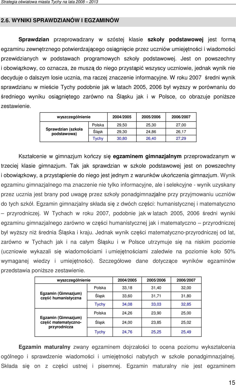 Jest on powszechny i obowiązkowy, co oznacza, że muszą do niego przystąpić wszyscy uczniowie, jednak wynik nie decyduje o dalszym losie ucznia, ma raczej znaczenie informacyjne.