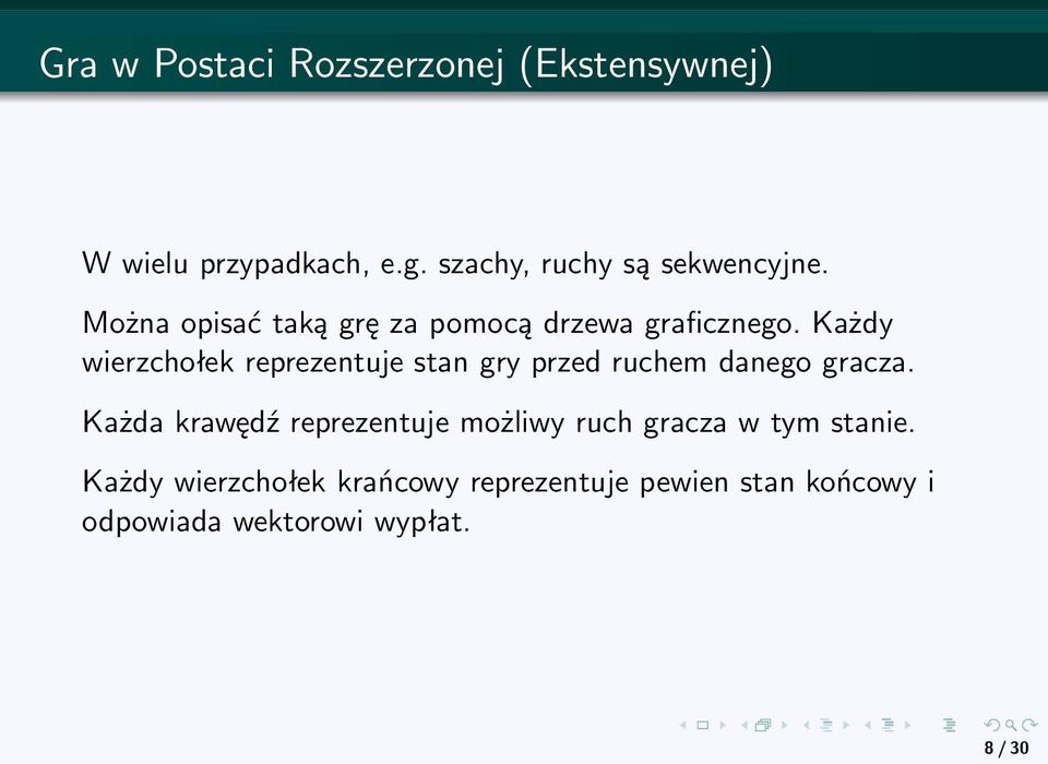 Każdy wierzchołek reprezentuje stan gry przed ruchem danego gracza.