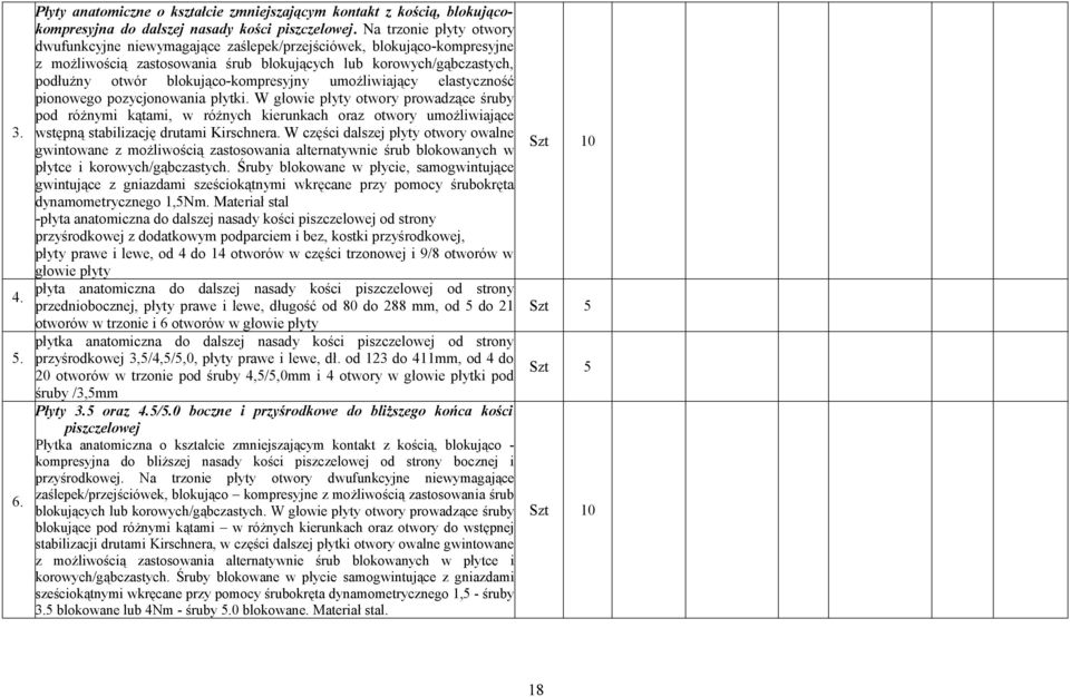 blokująco-kompresyjny umożliwiający elastyczność pionowego pozycjonowania płytki.