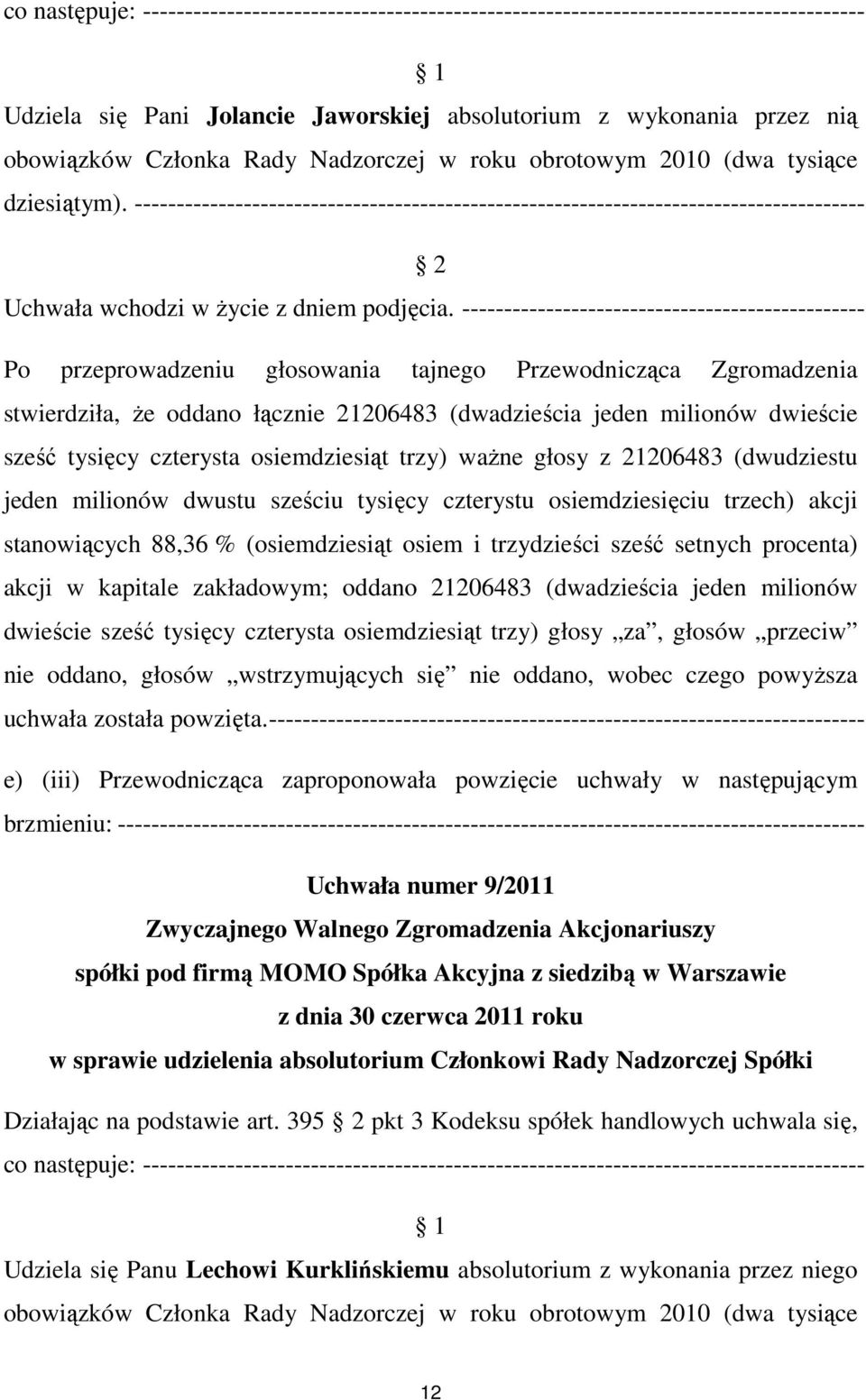 --------------------------------------------------------------------------------------- Po przeprowadzeniu głosowania tajnego Przewodnicząca Zgromadzenia sześć tysięcy czterysta osiemdziesiąt trzy)