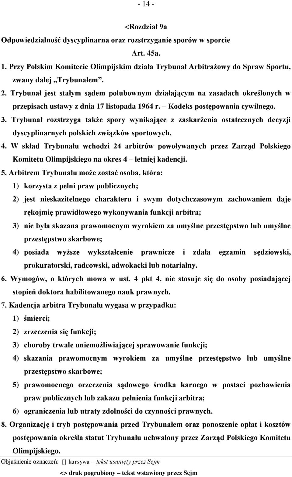 Trybunał rozstrzyga także spory wynikające z zaskarżenia ostatecznych decyzji dyscyplinarnych polskich związków sportowych. 4.