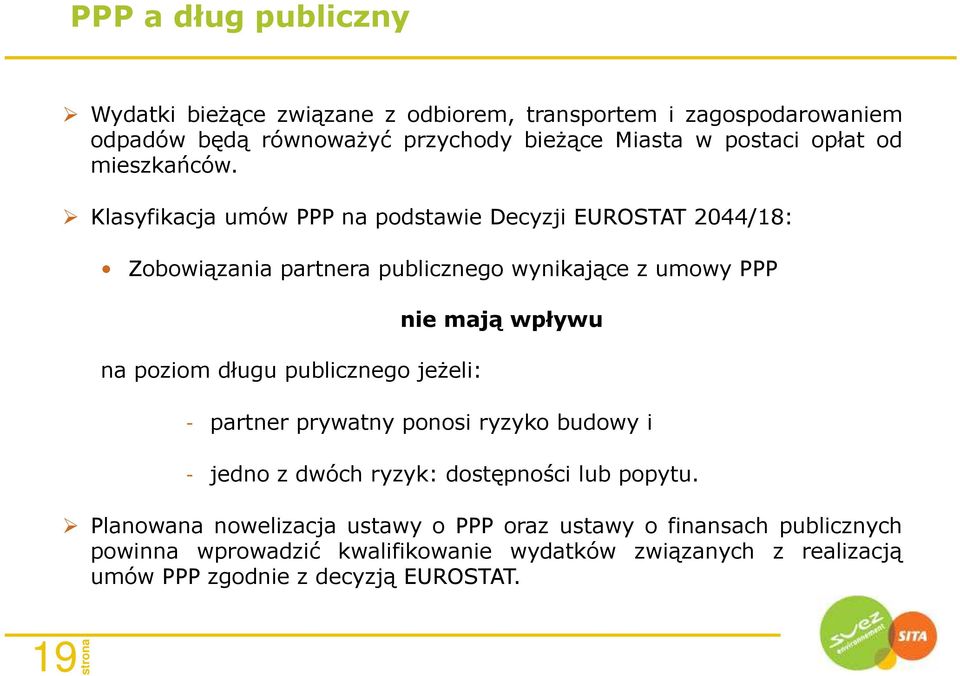 Klasyfikacja umów PPP na podstawie Decyzji EUROSTAT 2044/18: Zobowiązania partnera publicznego wynikające z umowy PPP na poziom długu publicznego