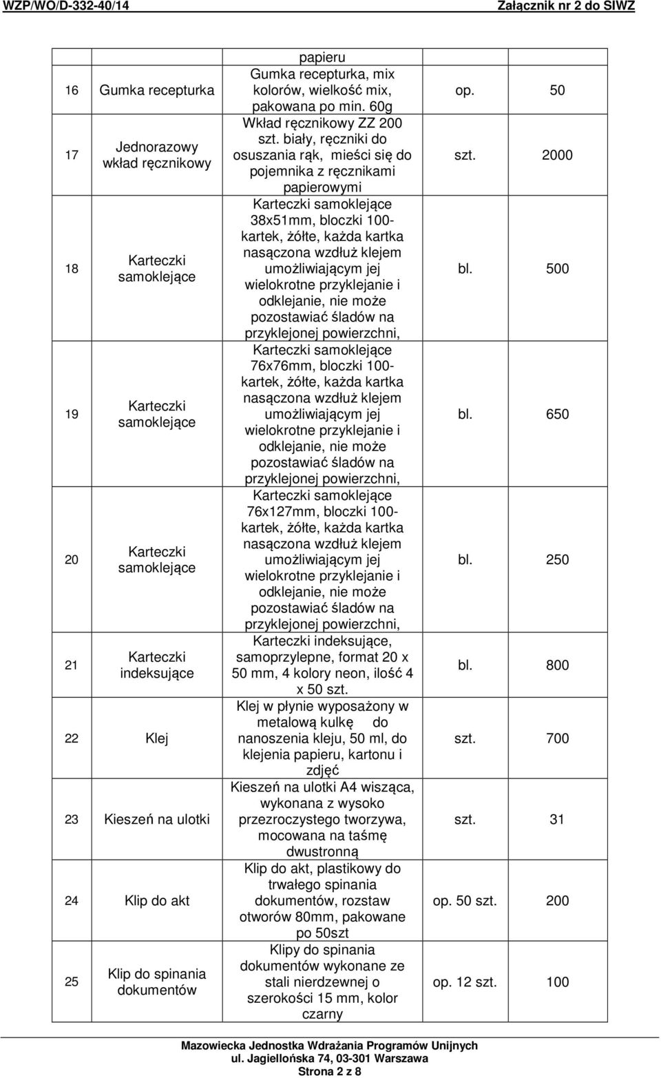 60g Wkład ręcznikowy ZZ 200 biały, ręczniki do osuszania rąk, mieści się do pojemnika z ręcznikami papierowymi Karteczki samoklejące 38x51mm, bloczki 100- kartek, żółte, każda kartka nasączona wzdłuż