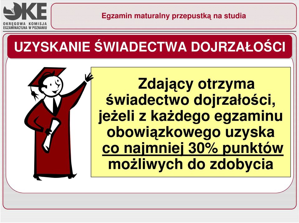 kaŝdego egzaminu obowiązkowego uzyska co