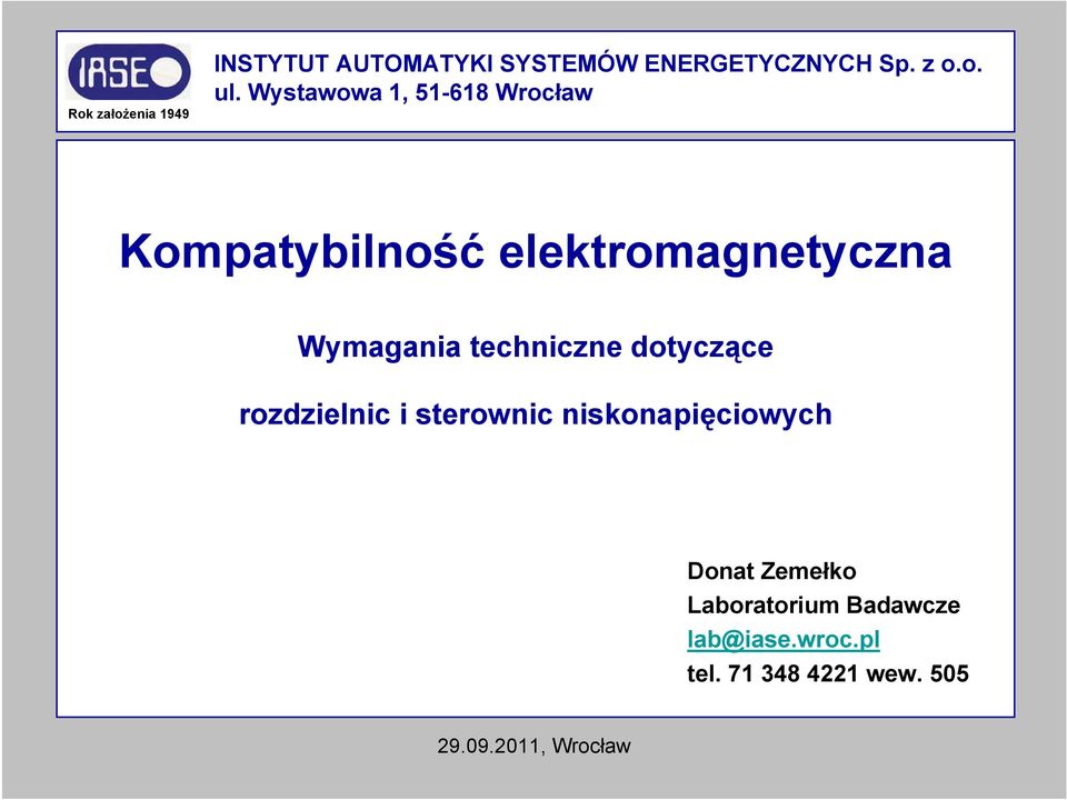 Wymagania techniczne dotyczące rozdzielnic i sterownic