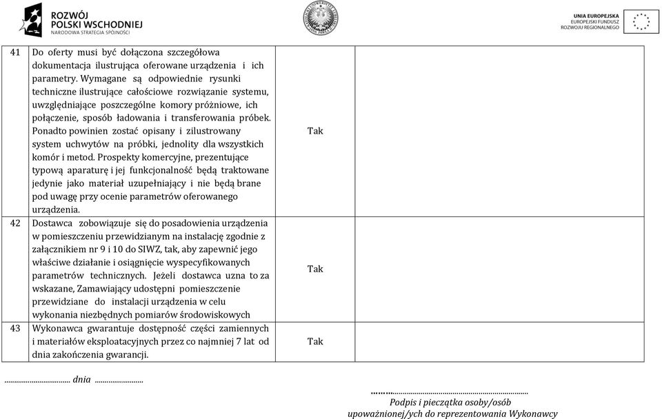 Ponadto powinien zostać opisany i zilustrowany system uchwytów na próbki, jednolity dla wszystkich komór i metod.