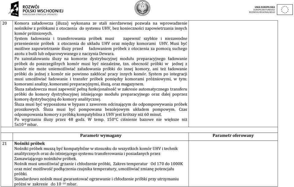 Musi być możliwe zapowietrzanie śluzy przed ładowaniem próbek z otoczenia za pomocą suchego azotu z butli lub odparowywanego z naczynia Dewara.