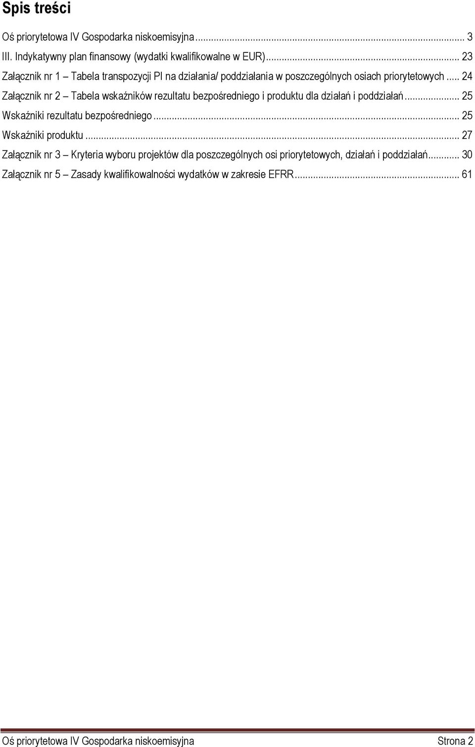 .. 24 Załącznik nr 2 Tabela wskaźników rezultatu bezpośredniego i produktu dla działań i poddziałań... 25 Wskaźniki rezultatu bezpośredniego.