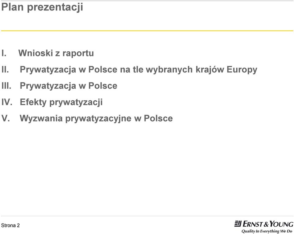 Europy III. Prywatyzacja w Polsce IV.