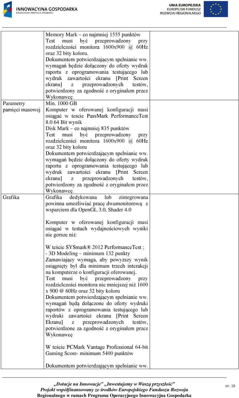 przez Wykonawcę. Min. 1000 GB Komputer w oferowanej konfiguracji musi osiągać w tescie PassMark PerformanceTest 8.