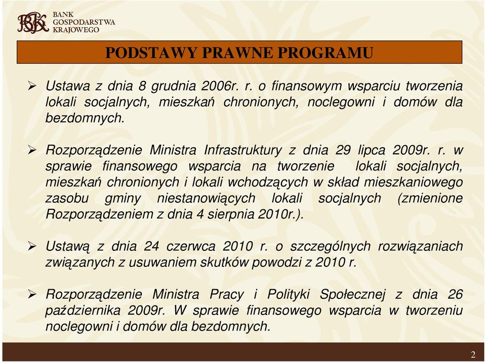 w sprawie finansowego wsparcia na tworzenie lokali socjalnych, mieszkań chronionych i lokali wchodzących w skład mieszkaniowego zasobu gminy niestanowiących lokali socjalnych