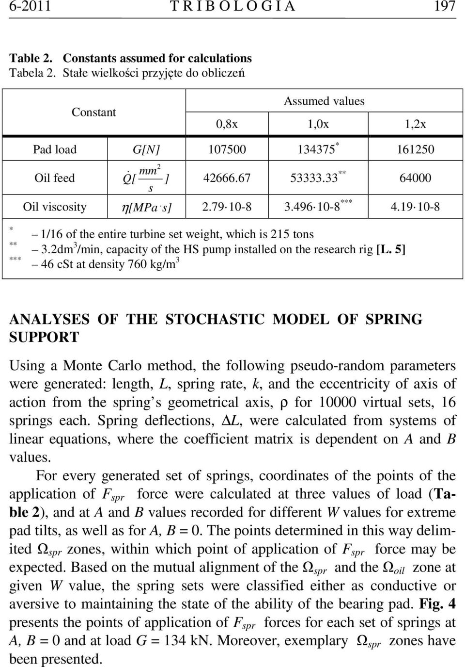 496 10-8 *** 4.19 10-8 * ** *** 1/16 of the entire turbine set weight, which is 215 tons 3.2dm 3 /min, capacity of the HS pump installed on the research rig [L.