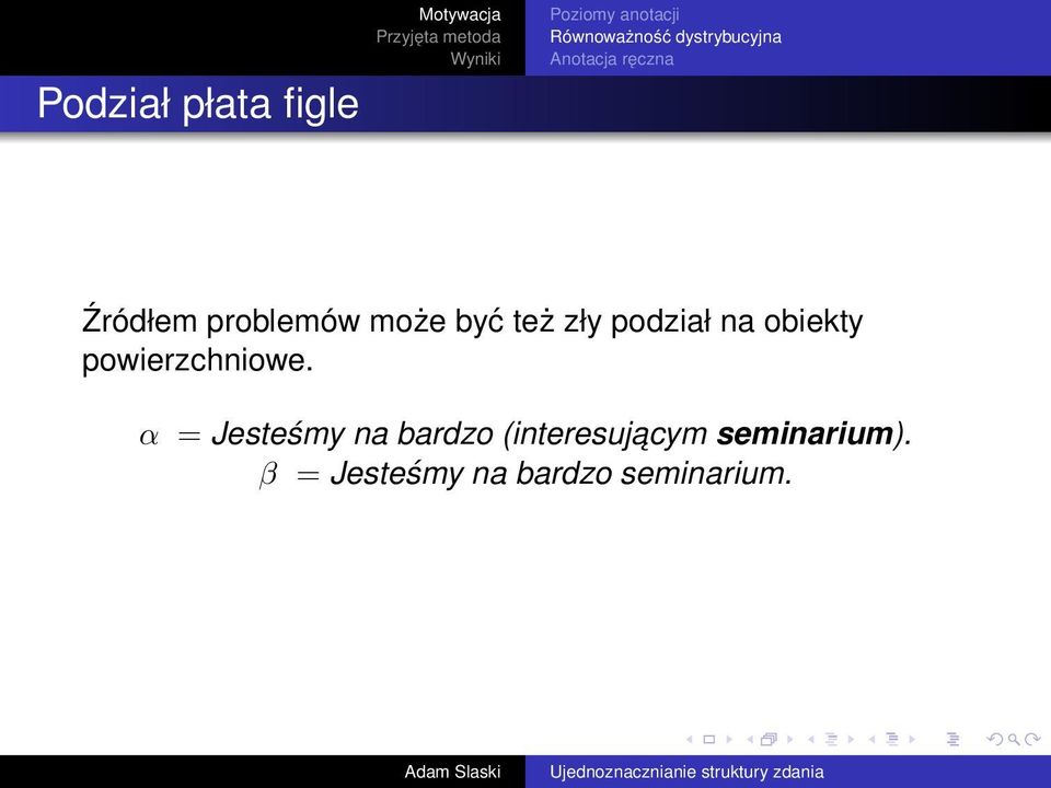 zły podział na obiekty powierzchniowe.