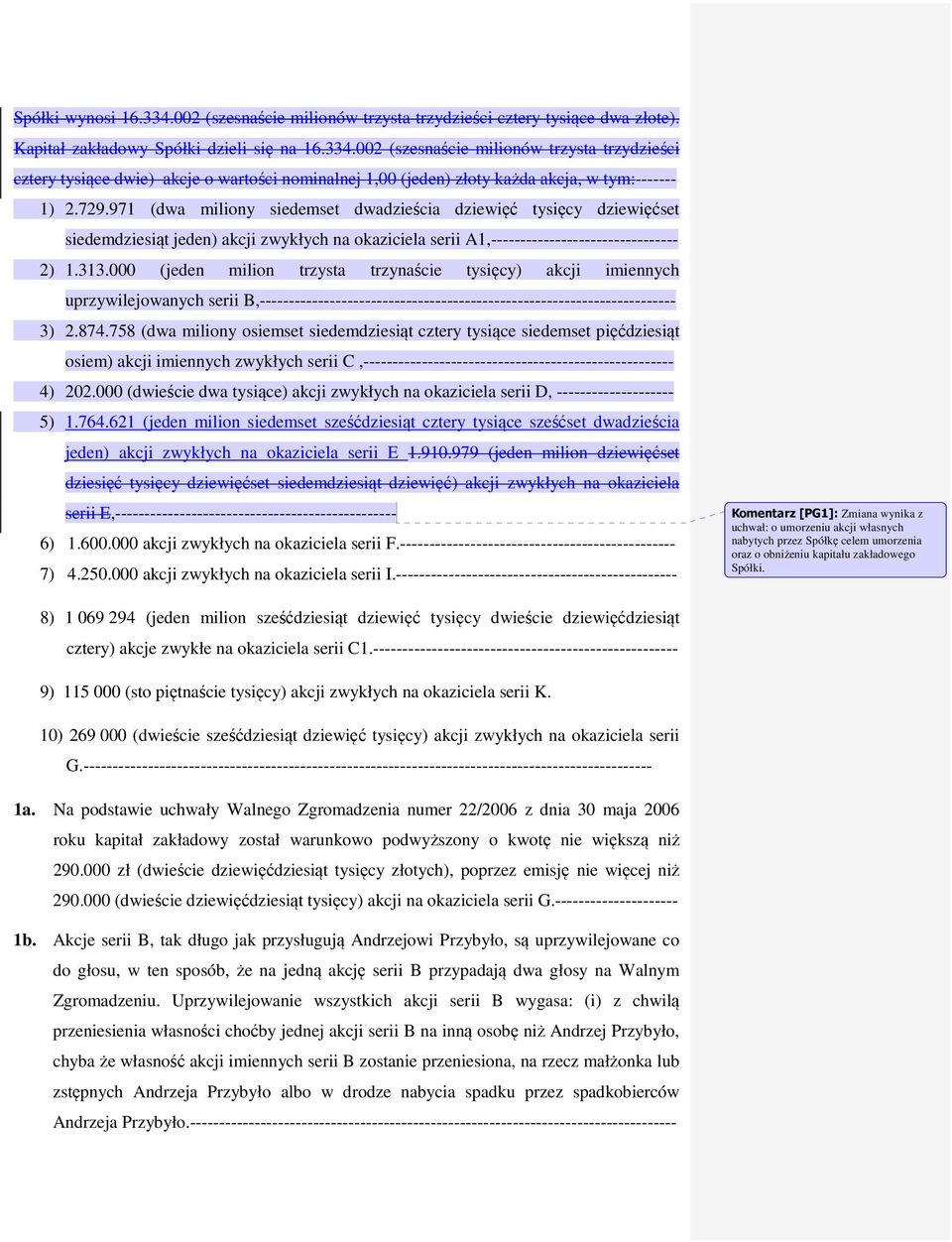 000 (jeden milion trzysta trzynaście tysięcy) akcji imiennych uprzywilejowanych serii B,----------------------------------------------------------------------- 3) 2.874.