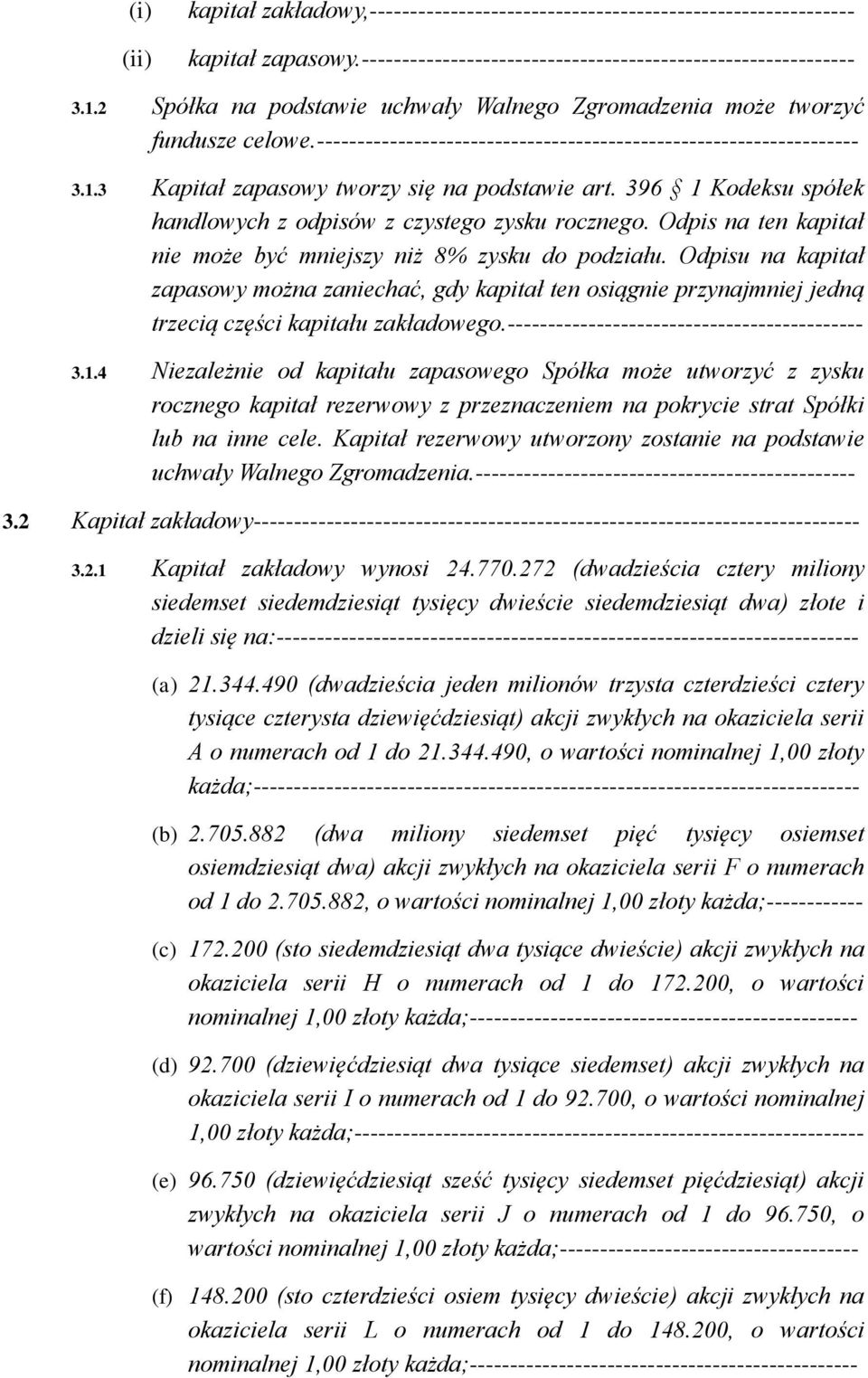 396 1 Kodeksu spółek handlowych z odpisów z czystego zysku rocznego. Odpis na ten kapitał nie może być mniejszy niż 8% zysku do podziału.